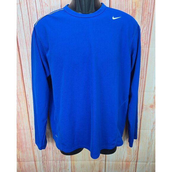 Nike Mens Blue Long Sleeve Dri-FIT Medium Training Shirt - Picture 1 of 8